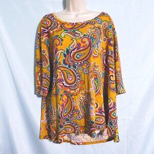 Terra & Sky Cute Paisley Top Size 2X